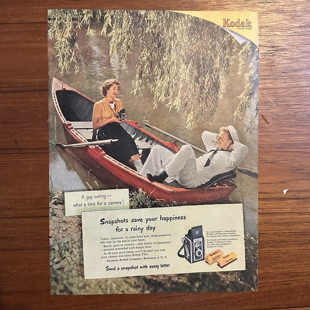 Vintage 1952 Kodak Camera Snapshot Brownie Print Advertisement
